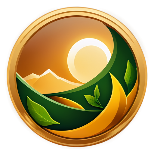 An icon for the BEO cryptocurrency, symbolizing a path and development. Imagine a winding trail leading to a sun or horizon, surrounded by leaves. The colors include brown and sandy tones for the path and green for the environment. The design elements convey movement and sustainability." - icon | sticker