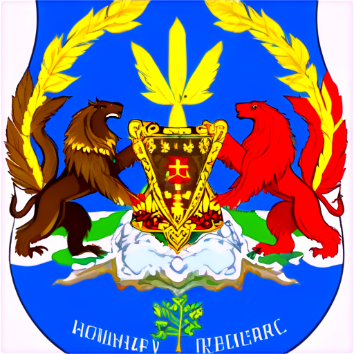 coat of arms of the village of Pochenary of the Chuvash Republic with the national theme of Chuvashia - icon | sticker