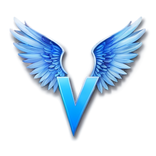 The background is a pair of wings, like the letter V. There is a number 8 in front of it - icon | sticker