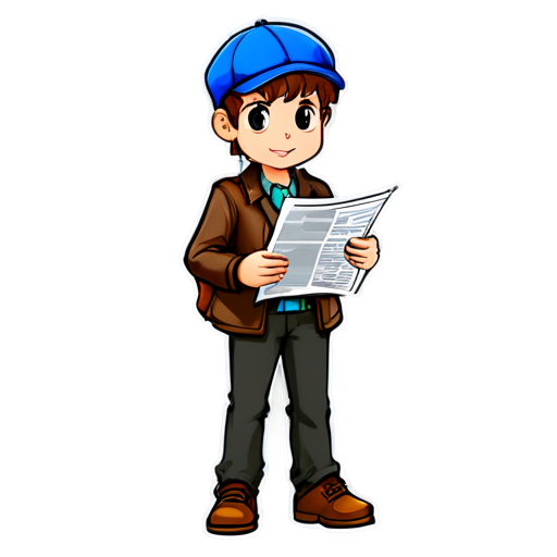 newsboy with newspaper, transparent background - icon | sticker