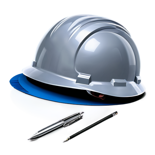 construction helmet, documents with pen - icon | sticker