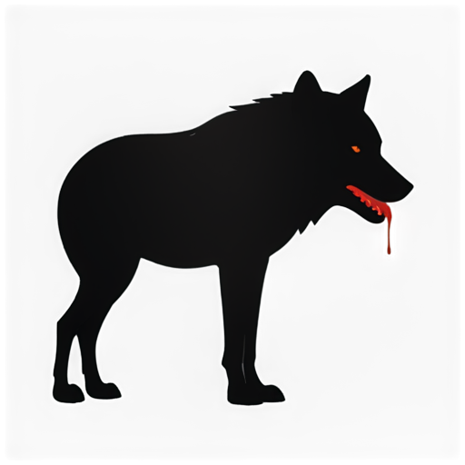 wolf with blood drop on its maw transparent background simple colors - icon | sticker