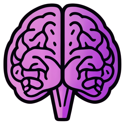 Brain Icon: A simplified purple outline of a brain with a symmetrical and clean design. The lines should curve smoothly to form the brain’s lobes, and the icon should symbolize cognitive health. - icon | sticker