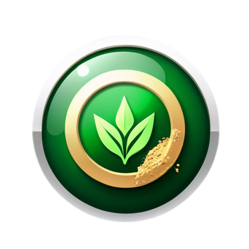 Design an icon for the cryptocurrency project BEO, focusing on ecology and innovation. The icon symbolizes a click — a circular button with a glowing effect, created in natural shades of green and sand. The center features a simple symbol of a finger or a mouse, evoking a sense of ease and interactivity." - icon | sticker