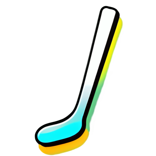 hockey stick, black, with a white outline - icon | sticker