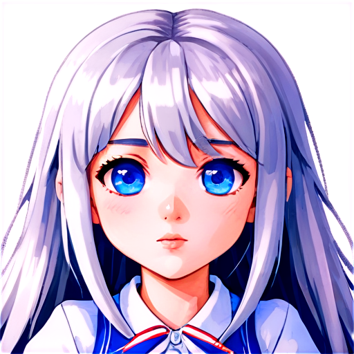 Super Deformed, white hair , blue eyes, moe, long hair, bishoujo, watercolor, illustration, pixel art, kawaii, Super Deformed, loli, cute face, chibi girl, </pixchan/> - icon | sticker