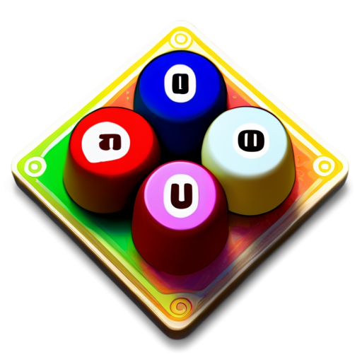 Create a 3D game logo named "Fun ludo", it should have ludo board within - icon | sticker