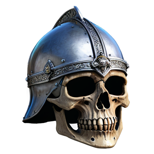 Medieval helmet made of skull - icon | sticker