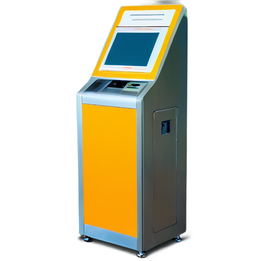 self-service terminal in yellow-orange colors - icon | sticker