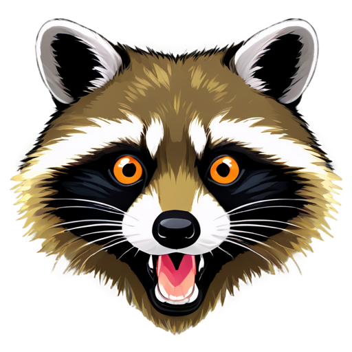 Raccoon with snake eyes, games, play, rgb - icon | sticker