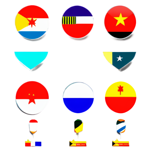 Emblem persons with flag - icon | sticker