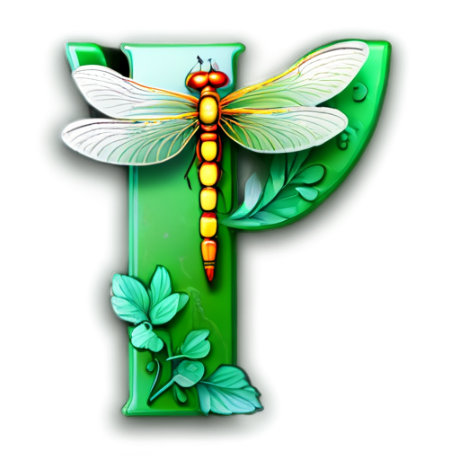 Letter P mixed with a dragonfly - icon | sticker