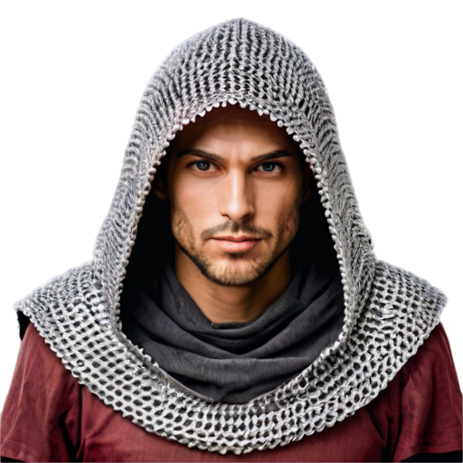 Medieval fantasy chainmail hood, made of steel rings - icon | sticker