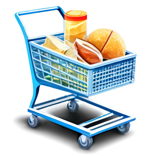 cart with products in blue and light blue colors - icon | sticker