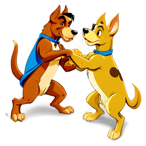 Poster of a fight between a dog named Lady from the 1955 cartoon Lady and the Tramp against Leonardo from the 1990 Teenage Mutant Ninja Turtles. - icon | sticker