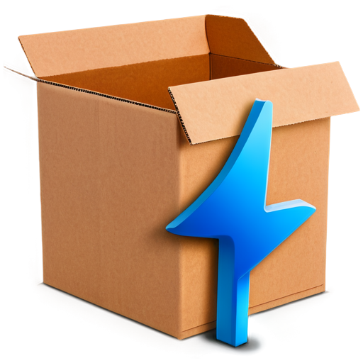 curved arrow pointing into a cardboard box - icon | sticker