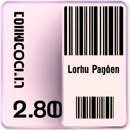 a label from an small angle angle with a code 128 barcode and lorum ipsum text - icon | sticker