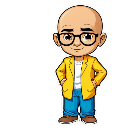 indian guru bald & glasses - icon | sticker