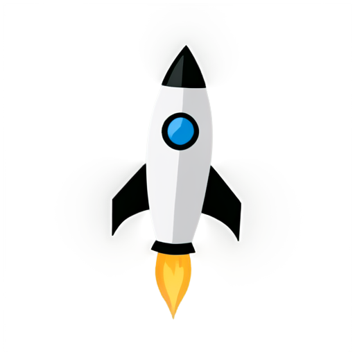 design logo using flying rocket and newspaper on background - icon | sticker