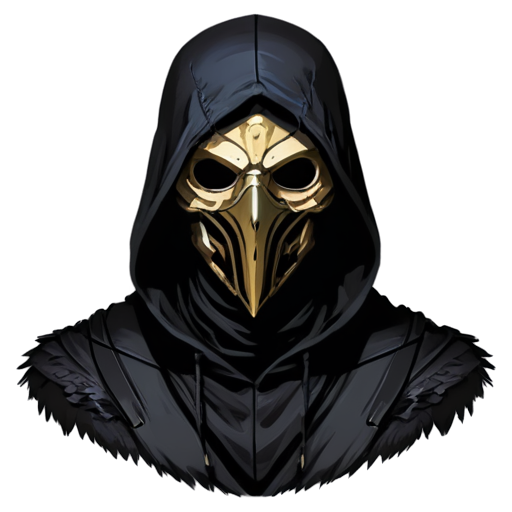 The front view of an assassin wearing a raven-beak-shaped mask - icon | sticker