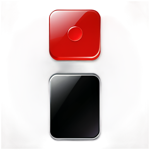 red button, computer games, square, vertical, minimalism - icon | sticker