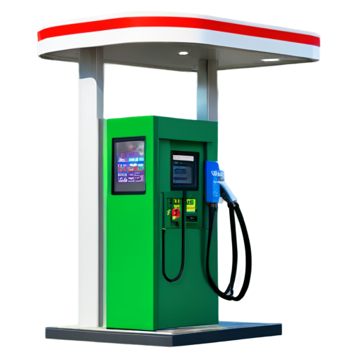 fuel station with self-service terminal with label IBTS - icon | sticker