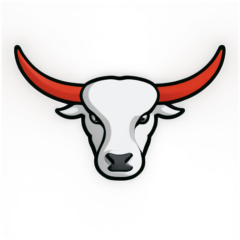 Abstract bull logo esports 1D in white and red style with the inscription bull industry - icon | sticker