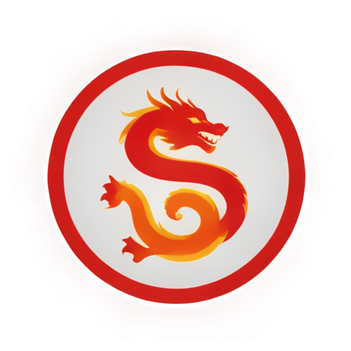 red round logo with red background and china yellow dragon on letter B - icon | sticker