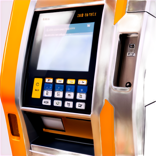 self-service terminal in yellow-orange colors - icon | sticker