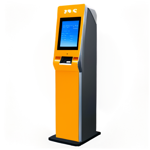 self-service terminal in yellow-orange colors - icon | sticker