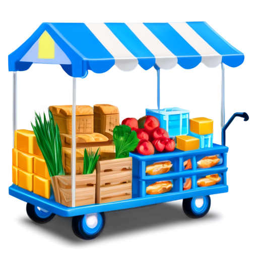 cart with products in blue and light blue colors - icon | sticker