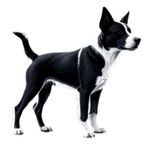 black and white picture of a dog, drawing art style - icon | sticker