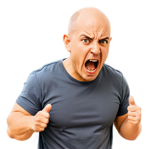 A bald man who looks very combative shouts passionately - icon | sticker