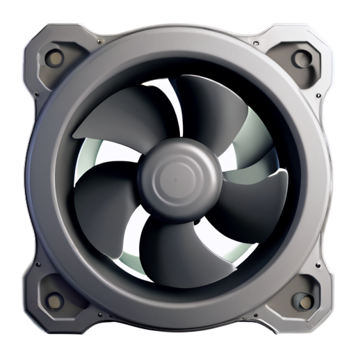 Exhaust fan with four cartoon leaves, gray - icon | sticker