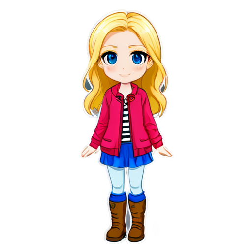 A full-length outfit for a tall, blue-eyed blonde in the following colors: honey, yellow, burgundy, pink, or leaf green. - icon | sticker