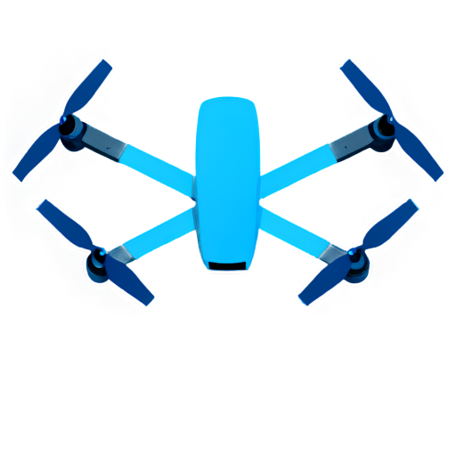 schematic image of a blue quadcopter top view - icon | sticker