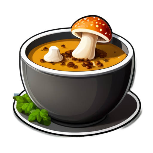 Creamy soup made with Chav mushrooms and Am spices. - icon | sticker