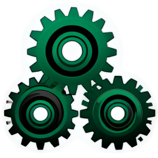 gears icon, emerald, realistic - icon | sticker