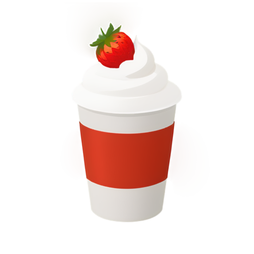 a big coffee with strawberry and whipped cream - icon | sticker