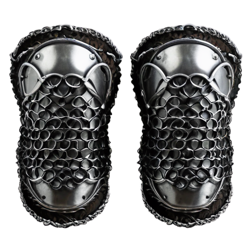 Medieval fantasy chainmail kneepads, made of steel rings - icon | sticker